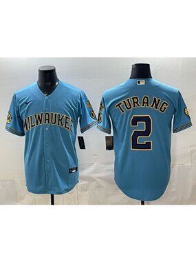 Brice Turang Blue Jersey Stitched